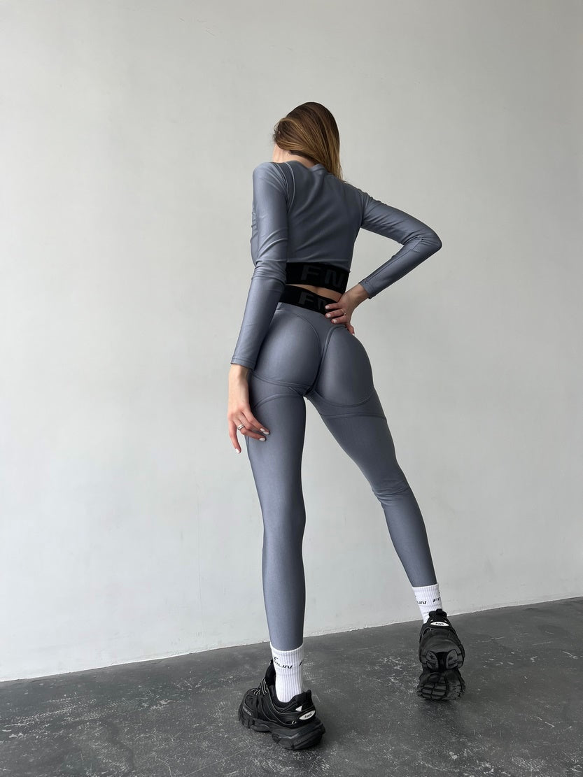 Leggings FITRUN Leggings Super Nuts Push-Up "Total Shine Silver"