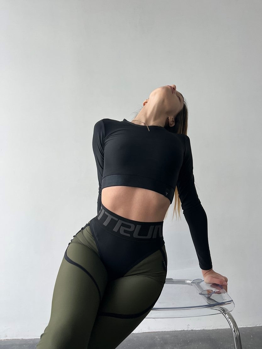 Shortened Rashguard FITRUN Rashguard Midi "Total Black"