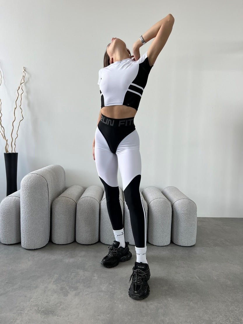 Leggings FITRUN Leggings Two Lines "White"