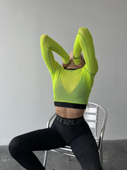 Shortened Rashguard FITRUN Rashguard Midi Mesh "Neon Green"