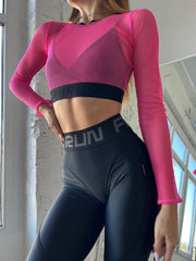 Shortened Rashguard FITRUN Rashguard Midi Mesh "Pink"