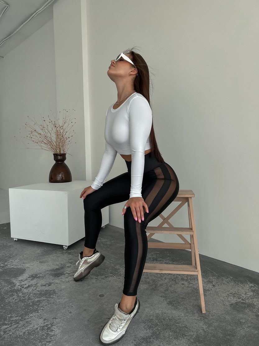 Leggings FITRUN Leggings Corsage Stripcut "Black"