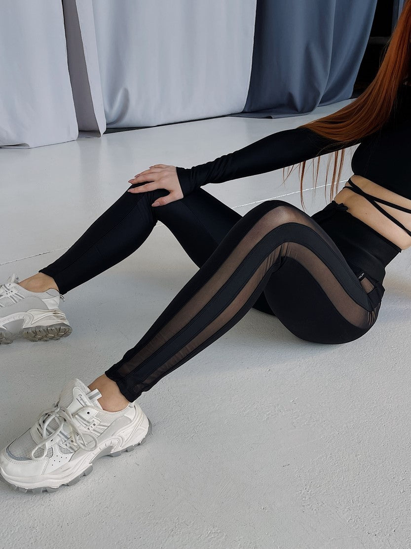 Leggings FITRUN Leggings Corsage Stripcut "Black"