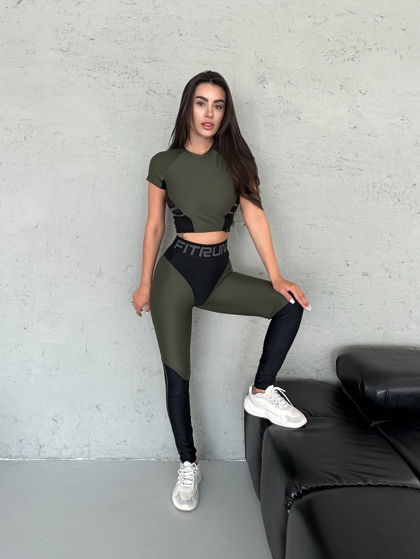 Leggings FITRUN Leggings Two Lines "Khaki"