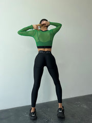 Shortened Rashguard FITRUN Rashguard Midi Mesh "Green"