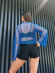 Shortened Rashguard FITRUN Rashguard Palm Mesh "Blue Big"