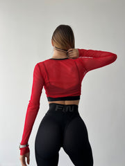 Shortened Rashguard FITRUN Rashguard Midi Mesh "Red"