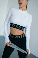 Shortened Rashguard FITRUN Rashguard Midi Open Back "Total White"