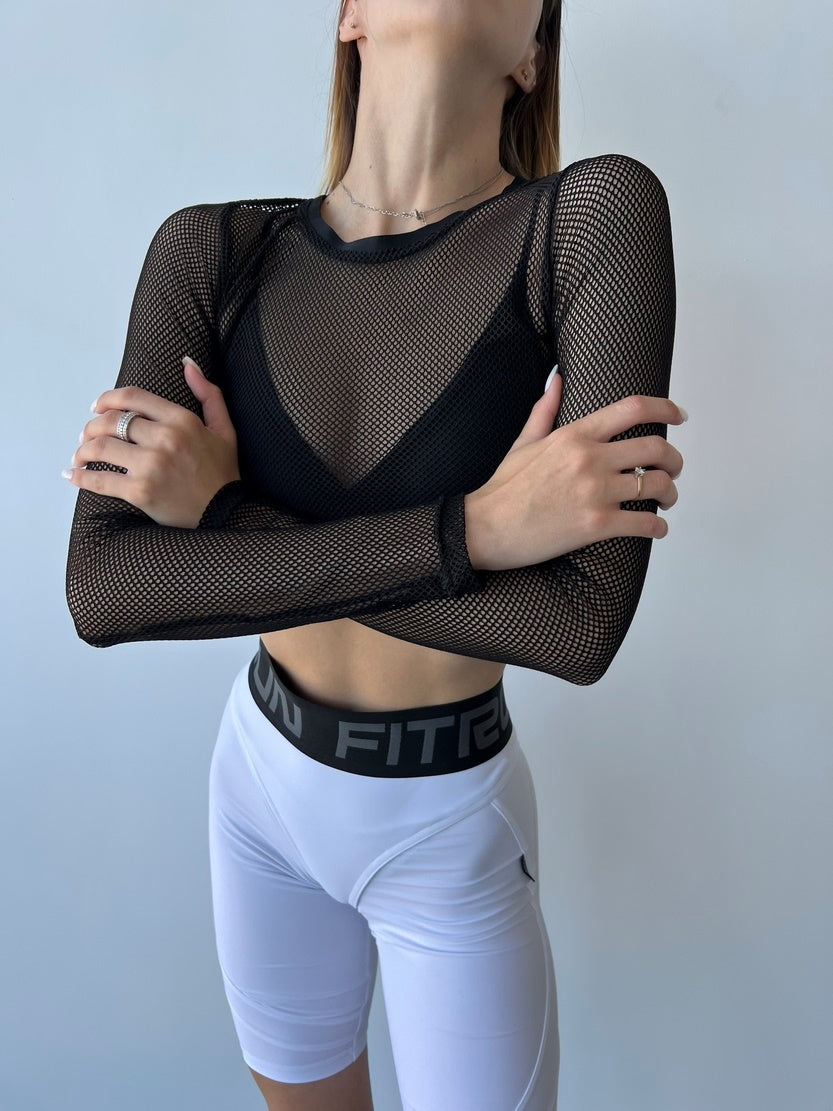 Shortened Rashguard FITRUN Rashguard Midi Mesh "Black"