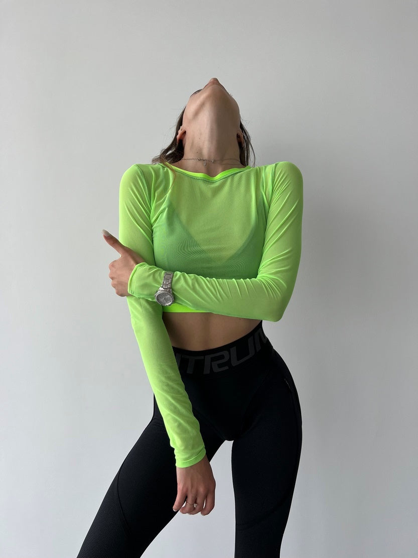 Shortened Rashguard FITRUN Rashguard Midi Spider Mesh "Neon Green"