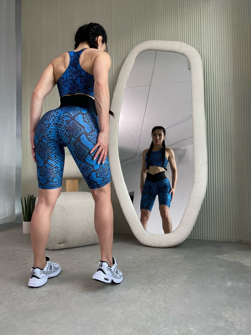 Cycling Short FITRUN Cycling V-Corsage "Blue Pythone"