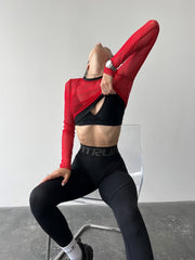 Shortened Rashguard FITRUN Rashguard Midi Mesh "Red"