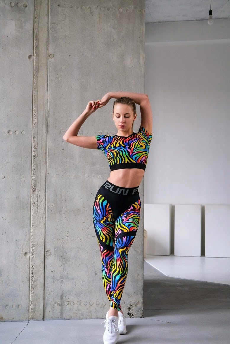 Leggings FITRUN Leggings Super Nuts Push-Up "Colourful Zebra"