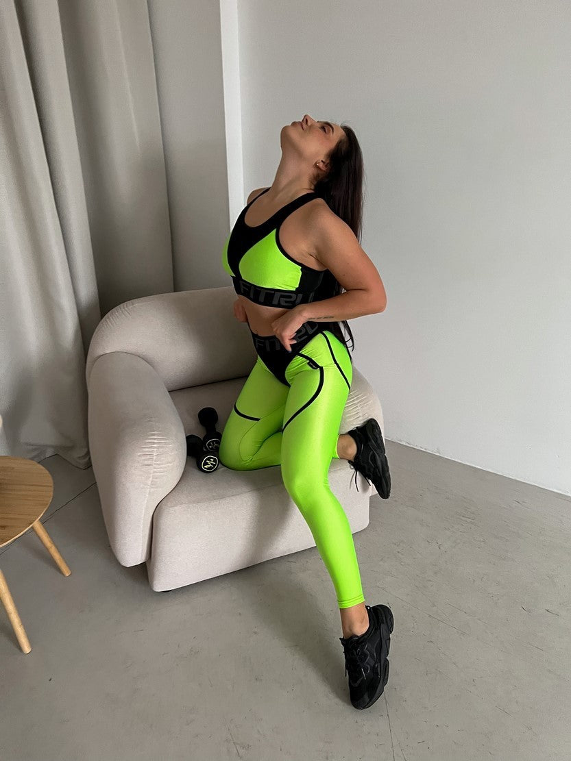 Leggings FITRUN Leggings Super Nuts "Neon Green"