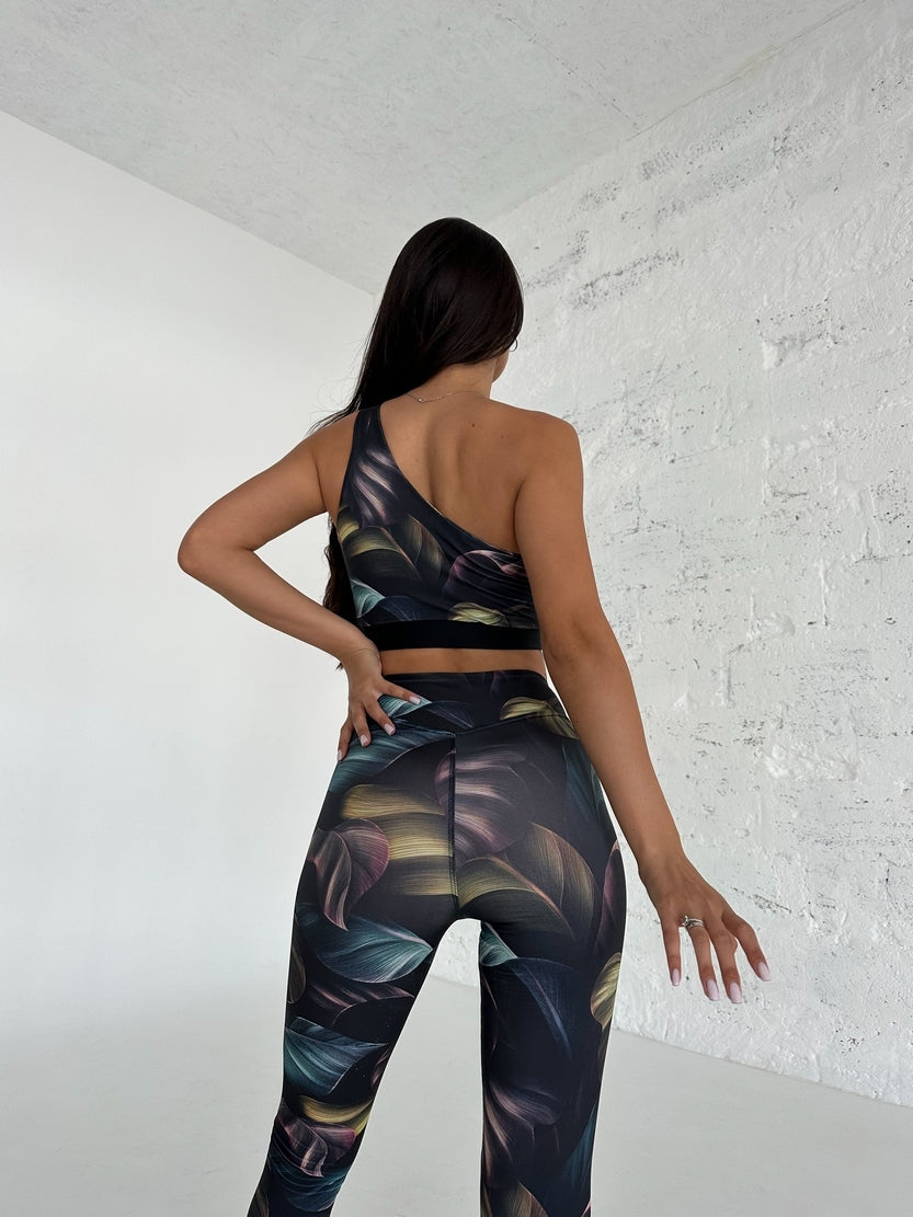 Leggings FITRUN Leggings V-Classic "Black Leaves"