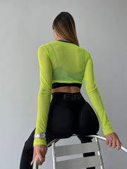 Shortened Rashguard FITRUN Rashguard Midi Mesh "Neon Green"