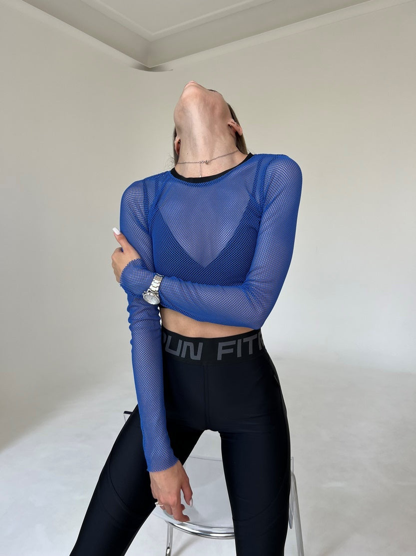 Shortened Rashguard FITRUN Rashguard Midi Mesh "Blue"