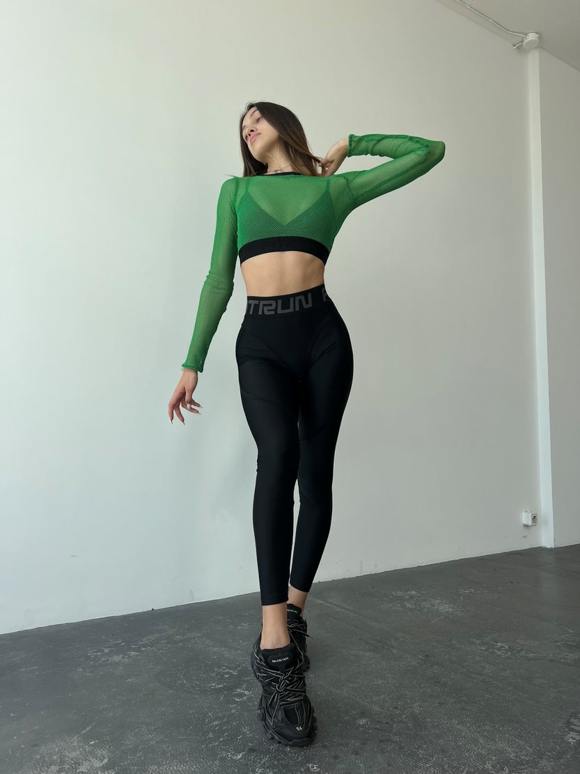 Shortened Rashguard FITRUN Rashguard Midi Mesh "Green"