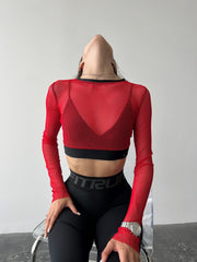 Shortened Rashguard FITRUN Rashguard Midi Mesh "Red"