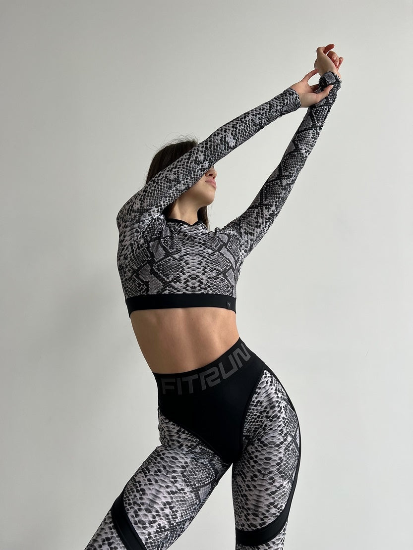 Leggings FITRUN Leggings Super Nuts Push-Up "White Phyton"