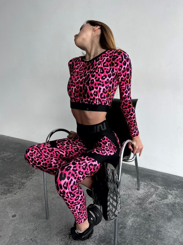 Leggings FITRUN Leggings Super Nuts Push-Up "Leo Pink"