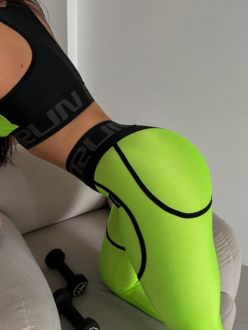 Leggings FITRUN Leggings Super Nuts "Neon Green"