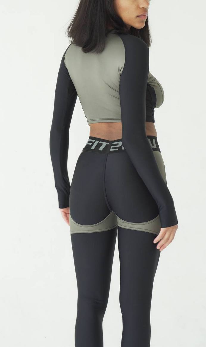 Leggings FITRUN Leggings PowerFul Push-Up "Khaki Blaze"