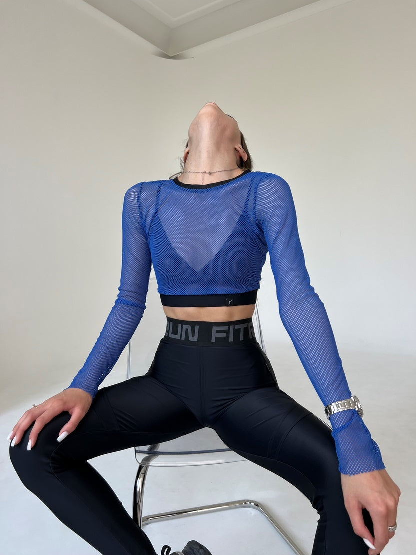 Shortened Rashguard FITRUN Rashguard Midi Mesh "Blue"