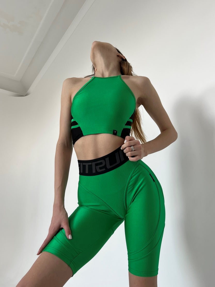 Sports Top FITRUN Crop Top "Shine Green Grass"