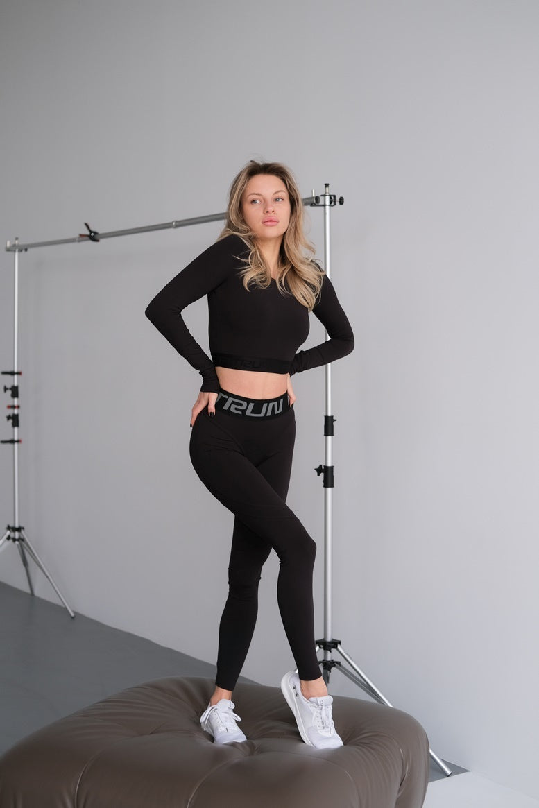 Leggings FITRUN Leggings Super Nuts Push-Up "Total Black Soft"