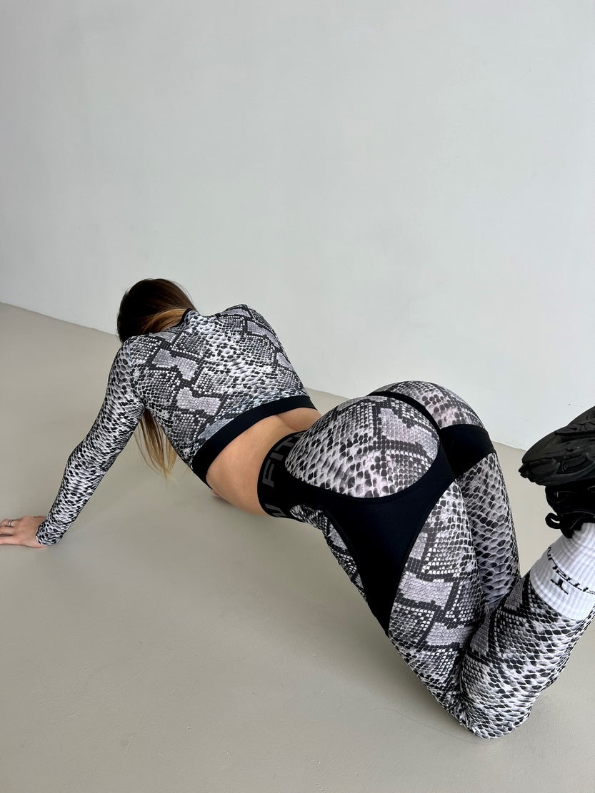 Leggings FITRUN Leggings Super Nuts Push-Up "White Phyton"