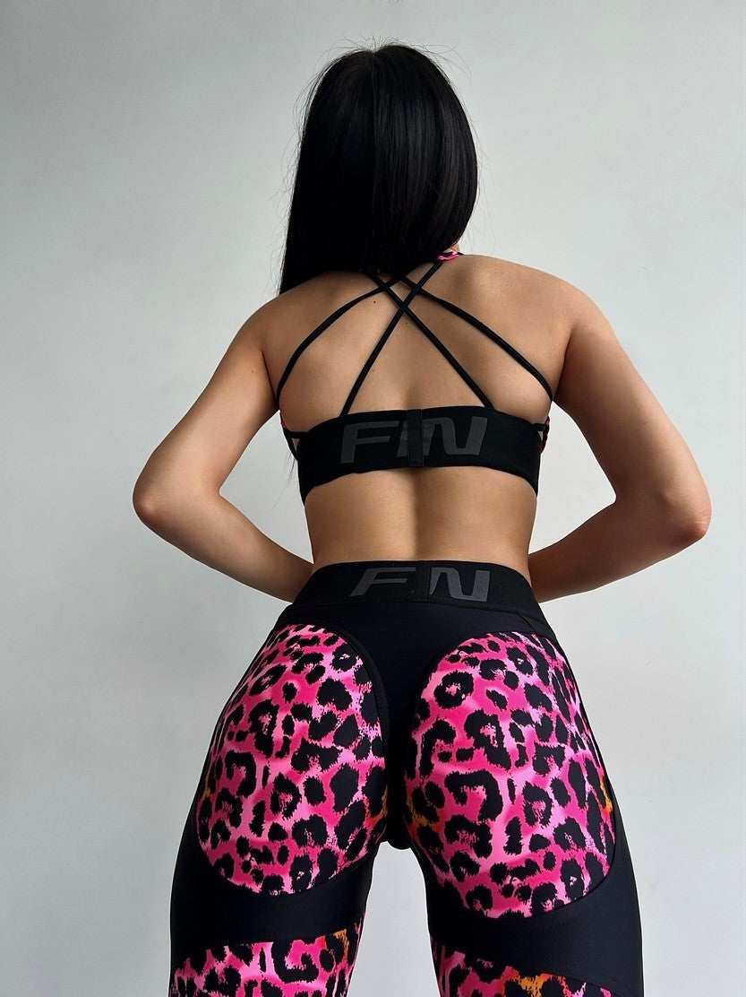 Leggings FITRUN Leggings Super Nuts Push-Up "Leo Pink"