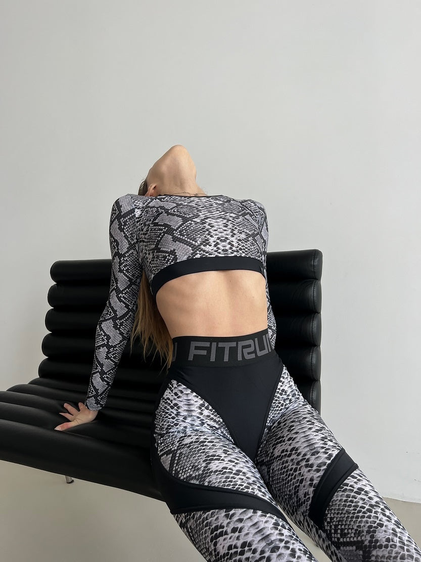 Leggings FITRUN Leggings Super Nuts Push-Up "White Phyton"