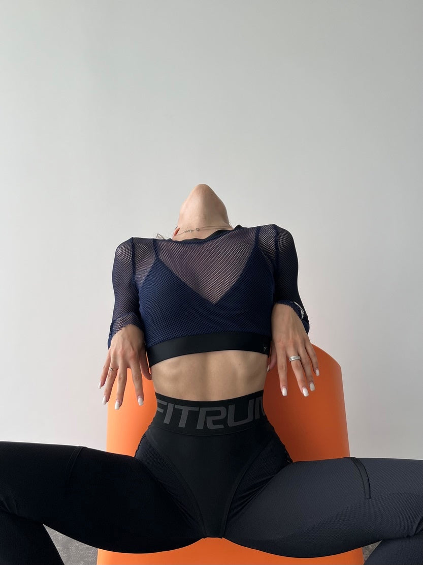 Shortened Rashguard FITRUN Rashguard Midi Mesh "Indigo"